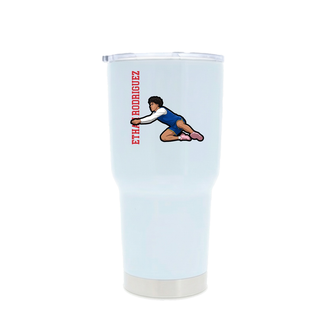 30oz Stainless Steel Tumbler — Name Vertical in White