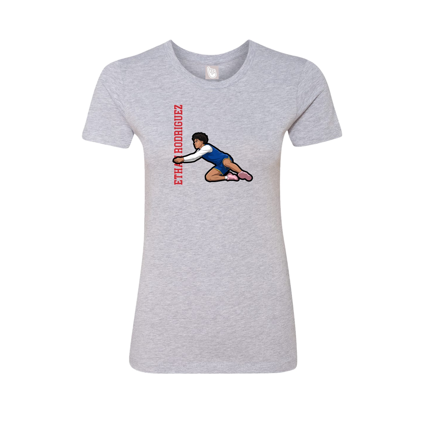 Fitted Women's Tee — Name Vertical in Grey