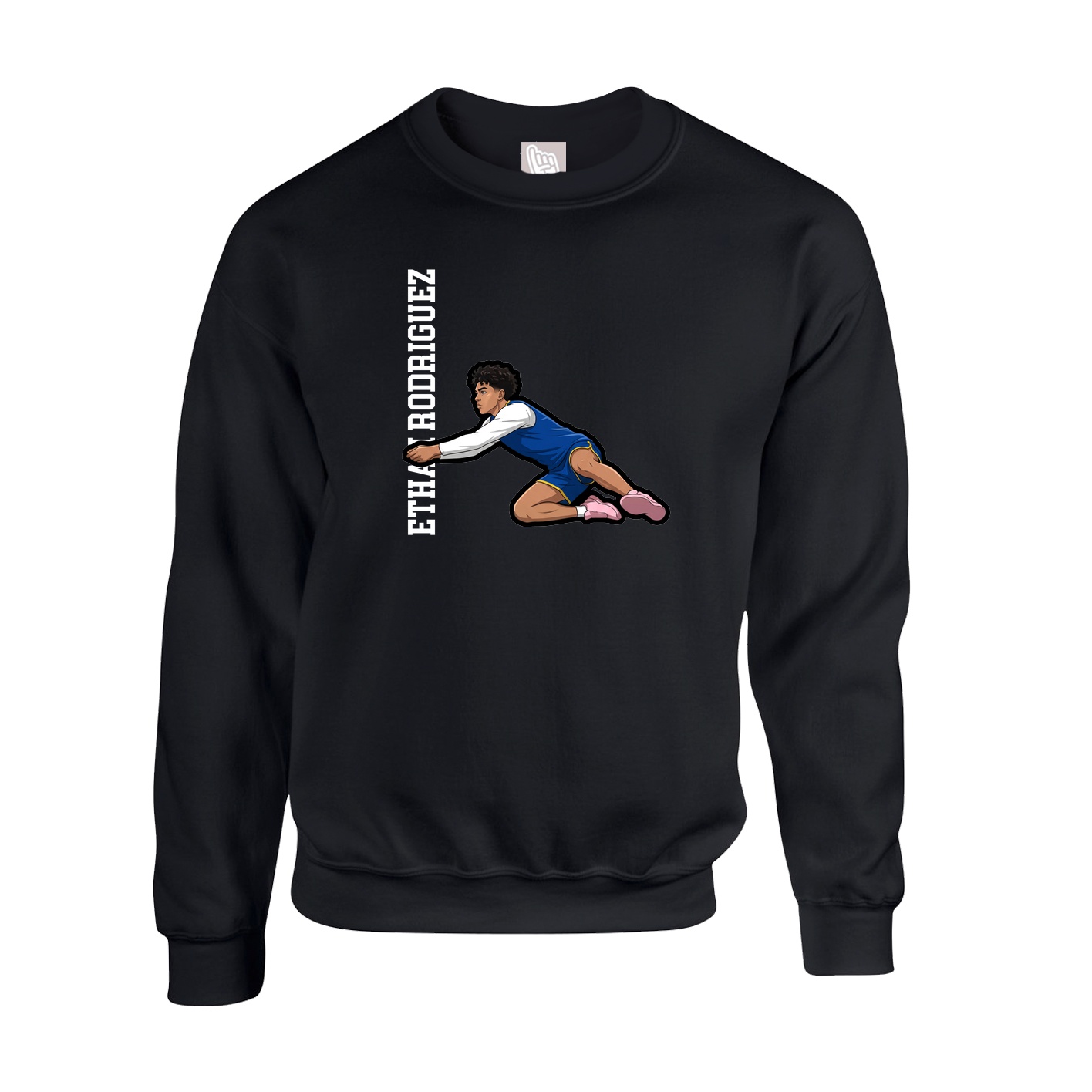Fleece Crew — Name Vertical in Black