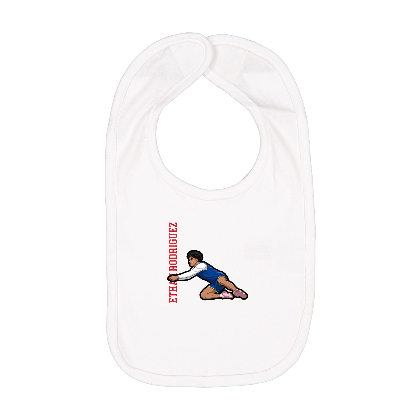 Infant Bib — Name Vertical in White