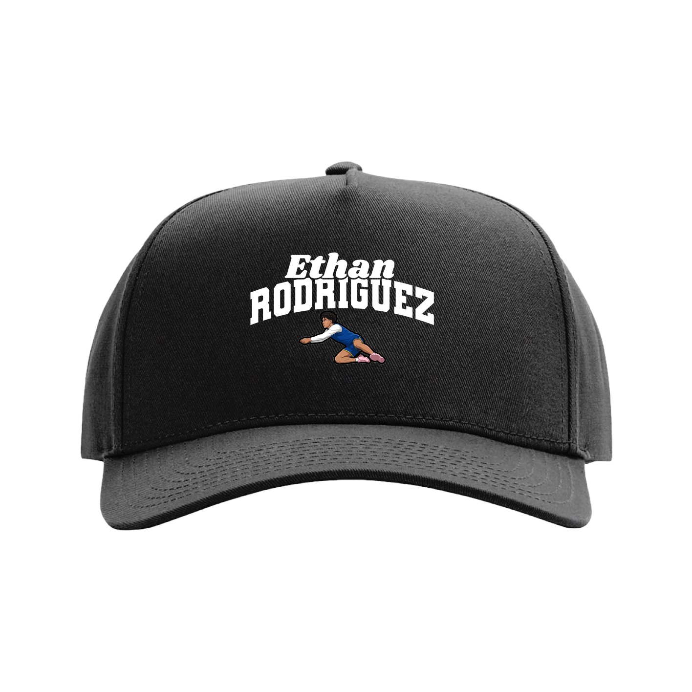 Full Fabric Five-Panel Champ Cap — Signature Arch in Black