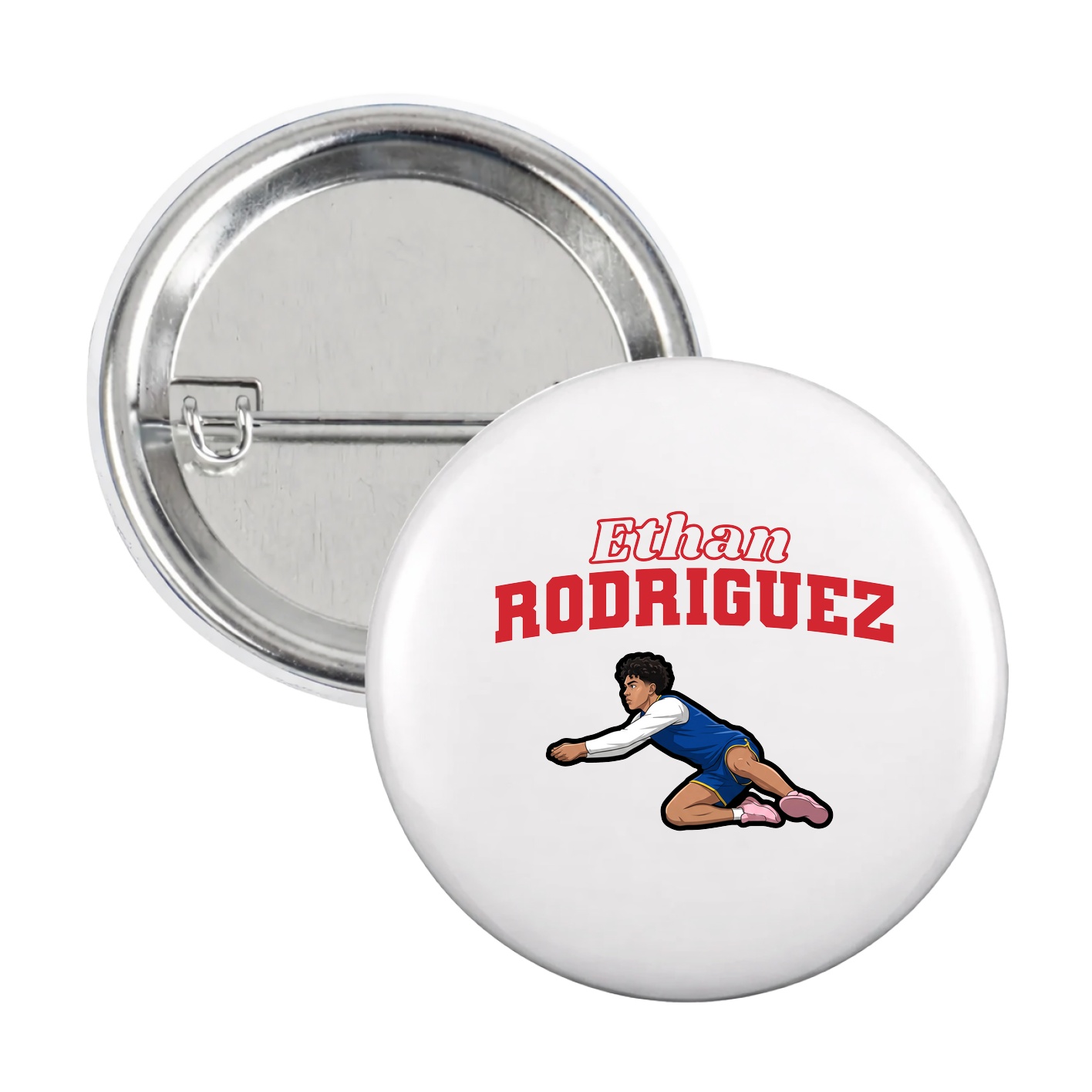 Game Day Button — Name Arch in White