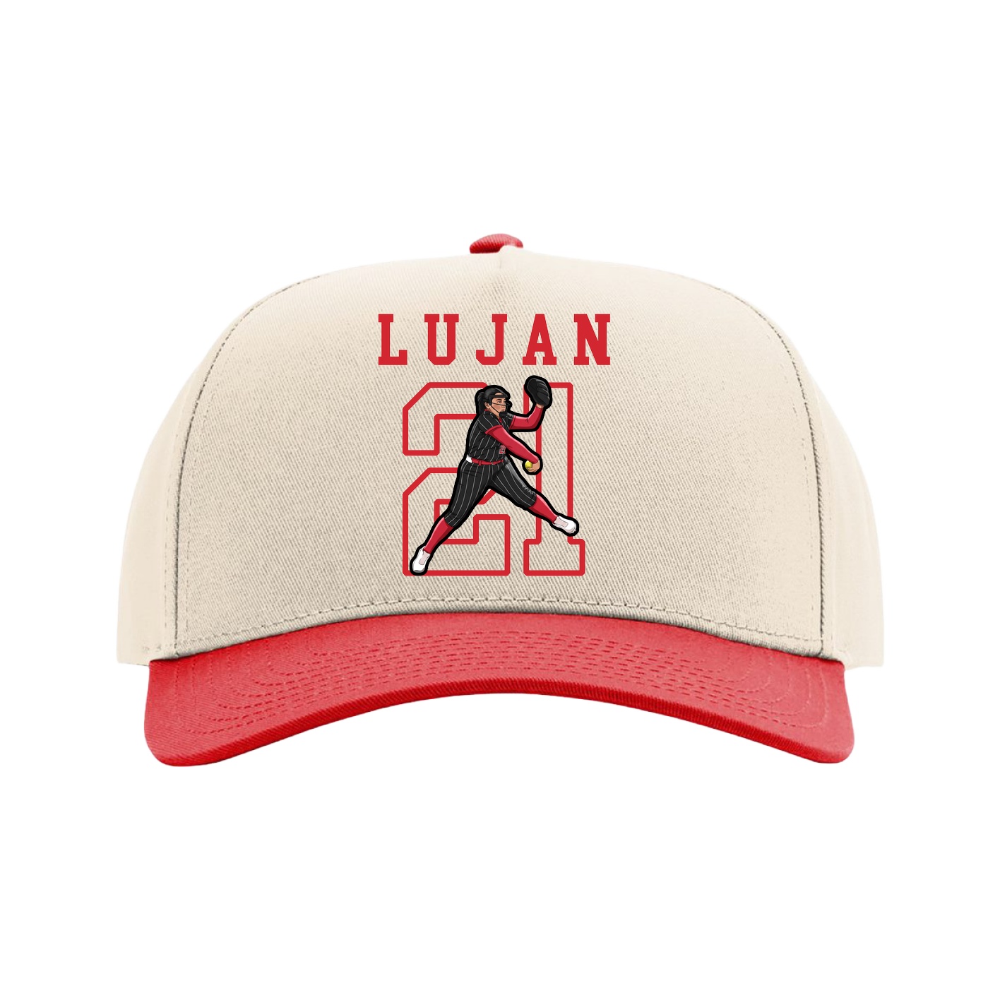 Full Fabric Five-Panel Champ Cap — Shirsey in Cream/Red