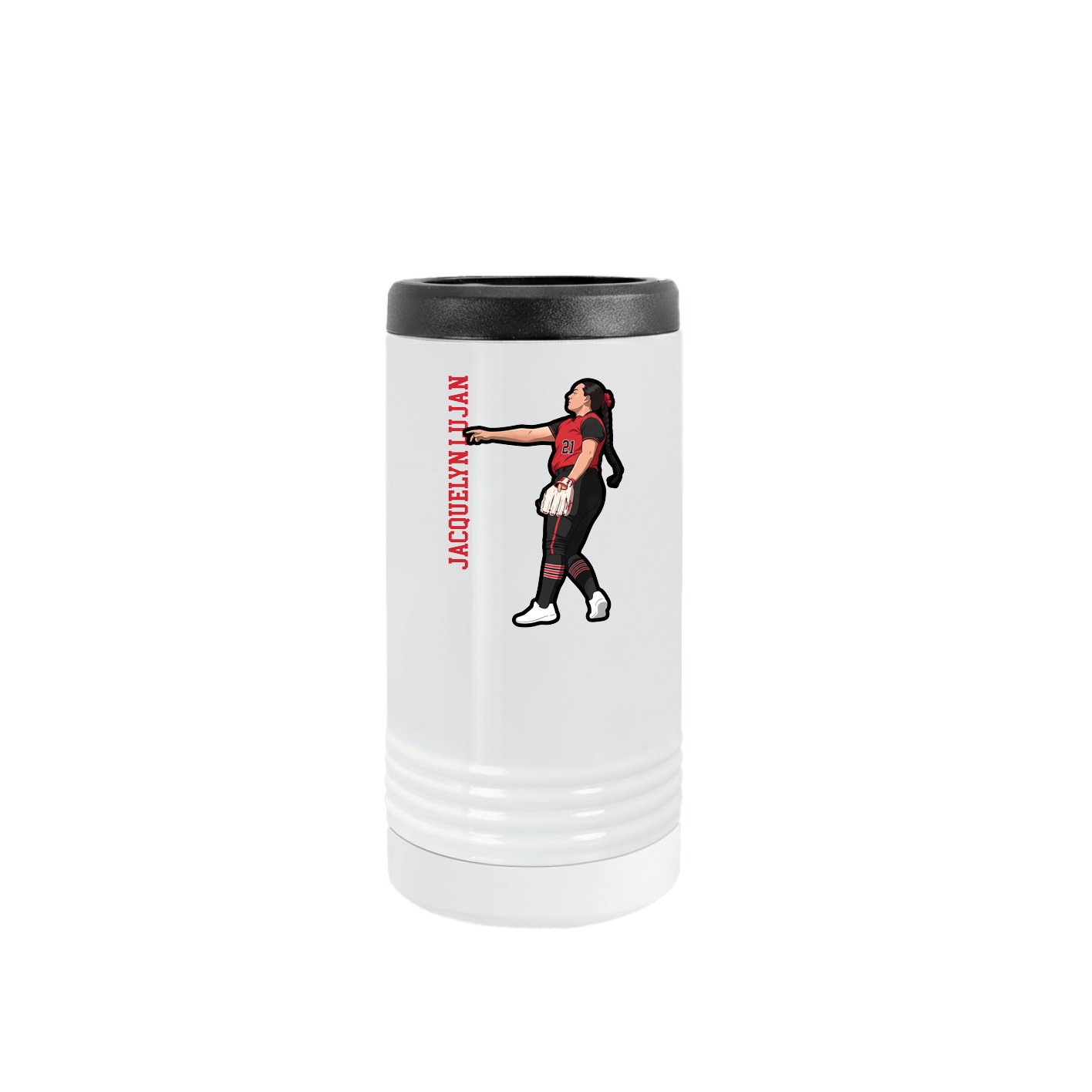 Slim Beverage Holder — Name Vertical in White