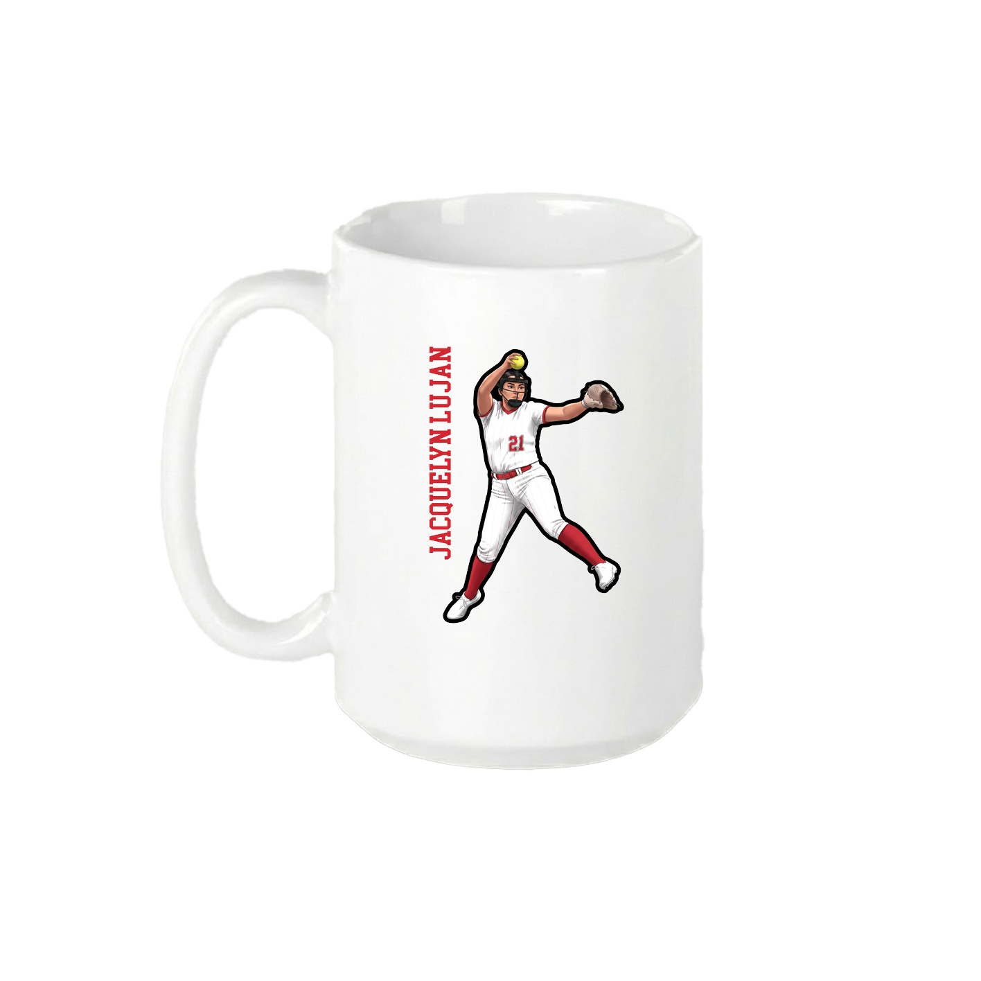 15oz Coffee Mug — Name Vertical in White