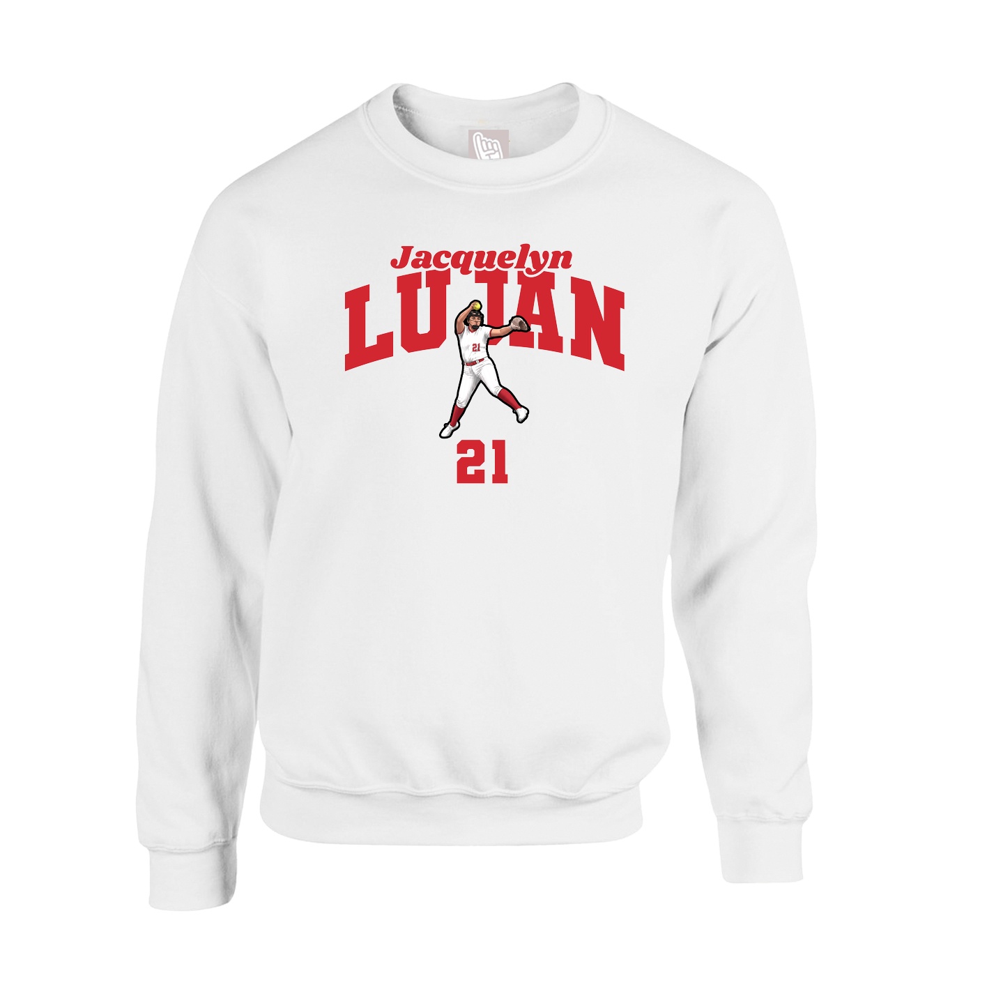 Fleece Crew — Signature Arch in White
