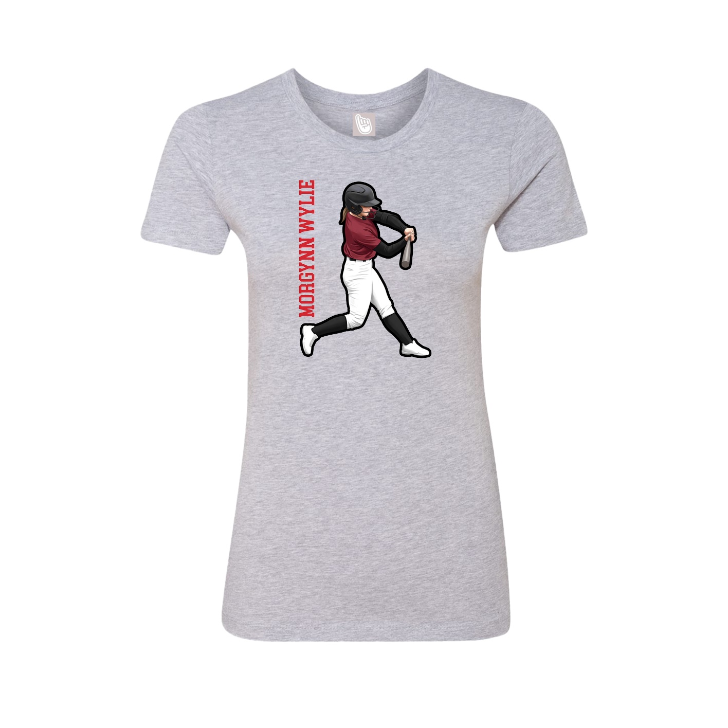 Fitted Women's Tee — Name Vertical in Grey