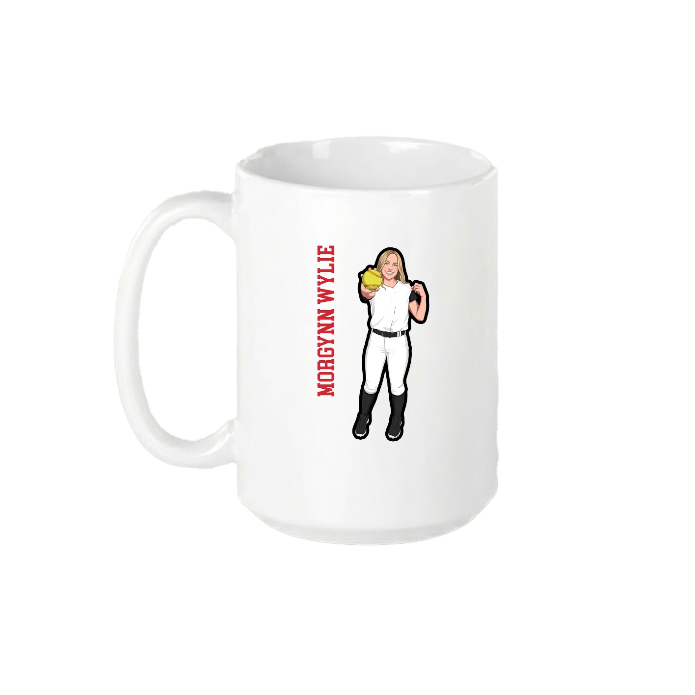 15oz Coffee Mug — Name Vertical in White