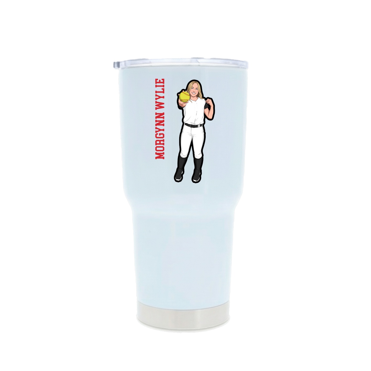 30oz Stainless Steel Tumbler — Name Vertical in White