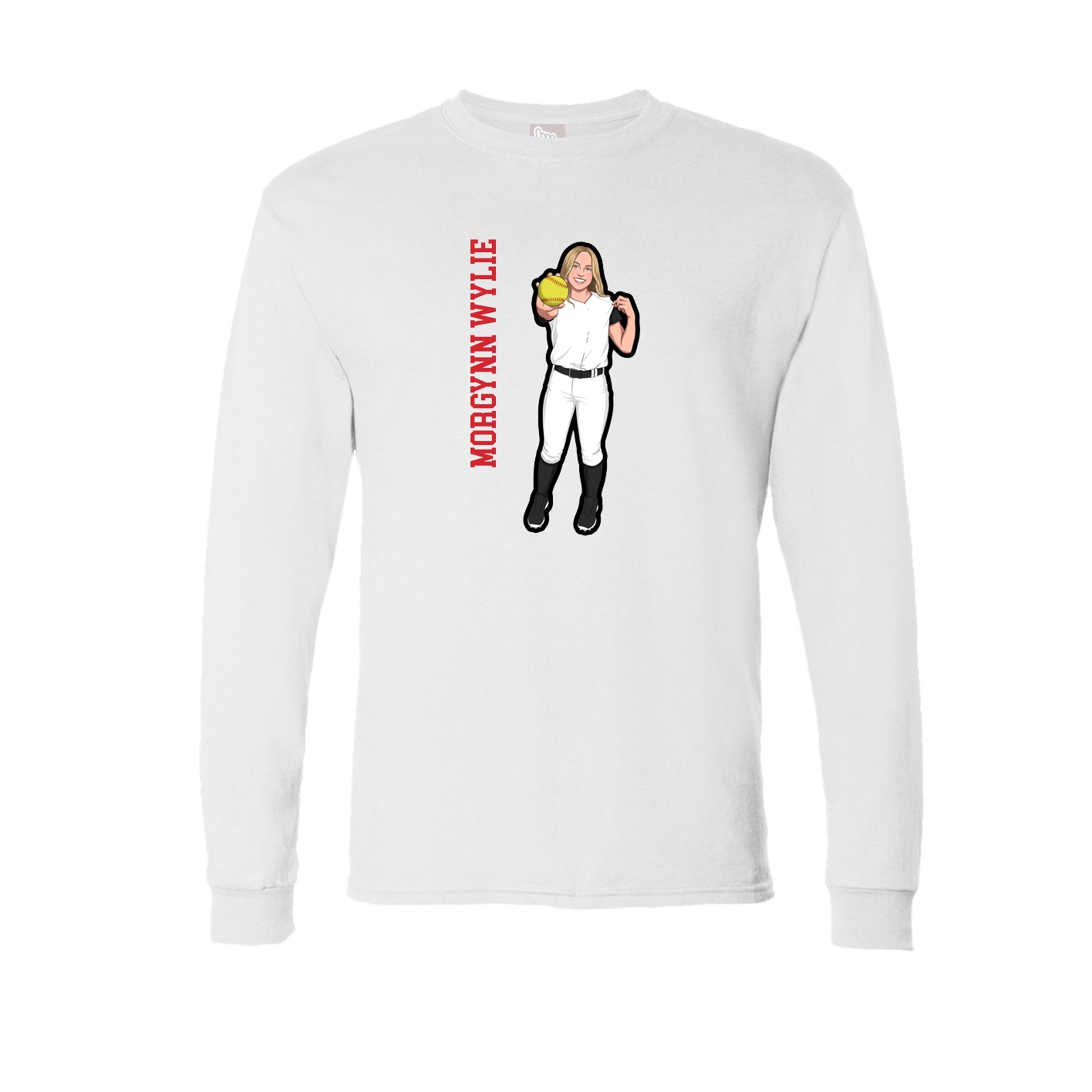 Long Sleeve Tee — Name Vertical in White