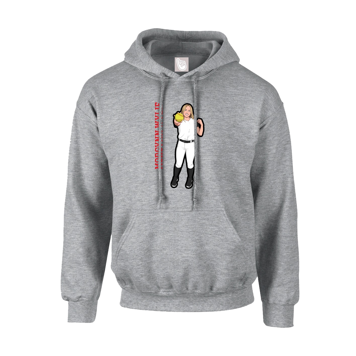 Hoodie — Name Vertical in Grey