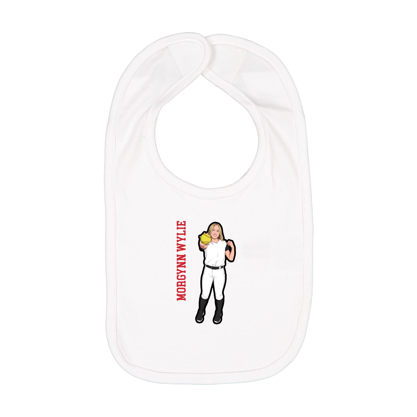 Infant Bib — Name Vertical in White