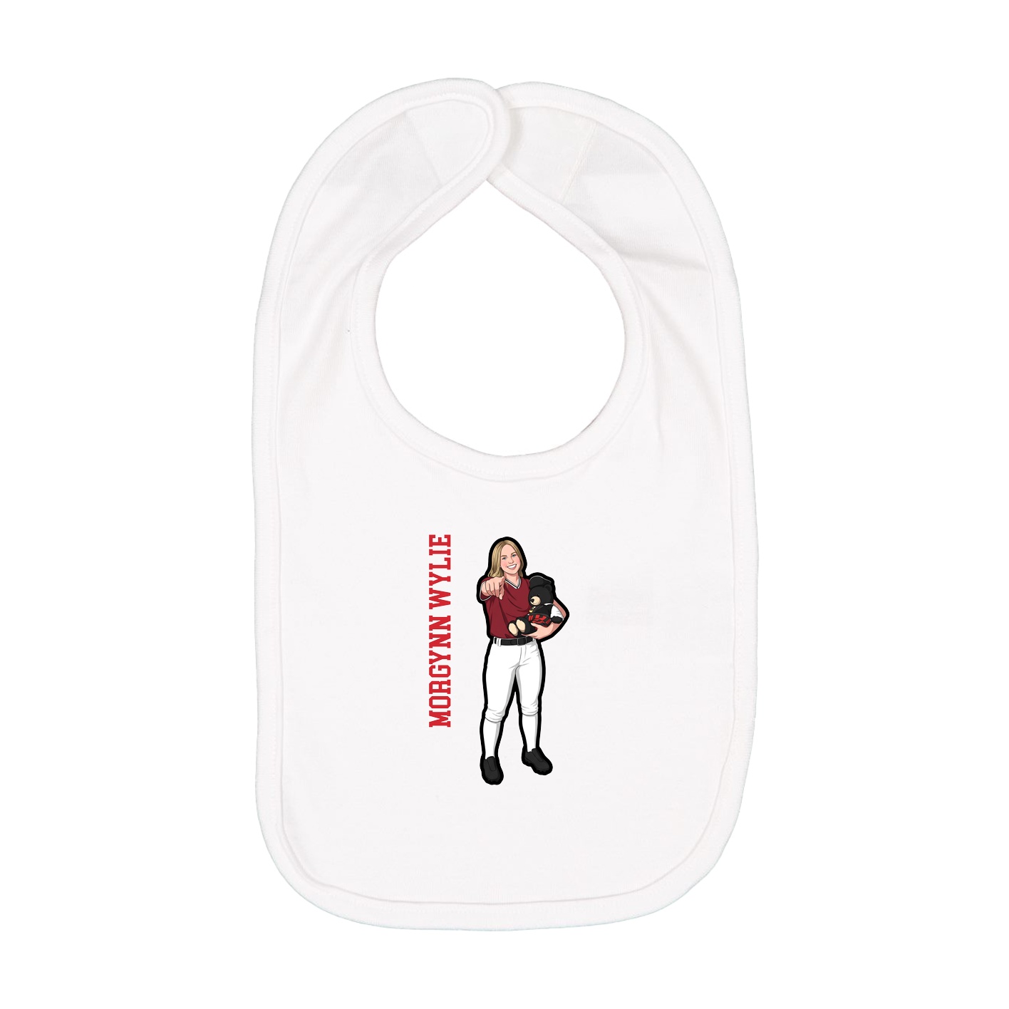 Infant Bib — Name Vertical in White