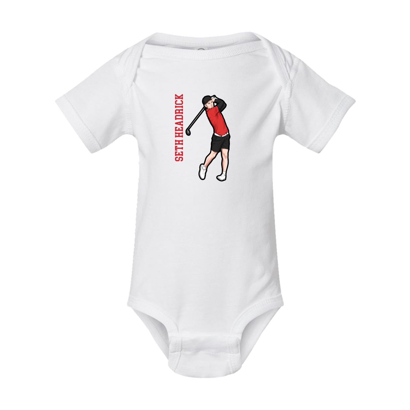 Baby Onesie — Name Vertical in White