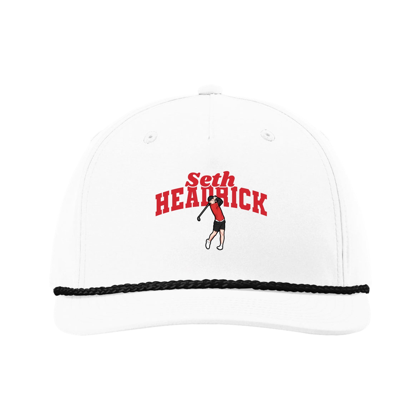 Five-Panel Classic Rope Cap — Signature Arch in White