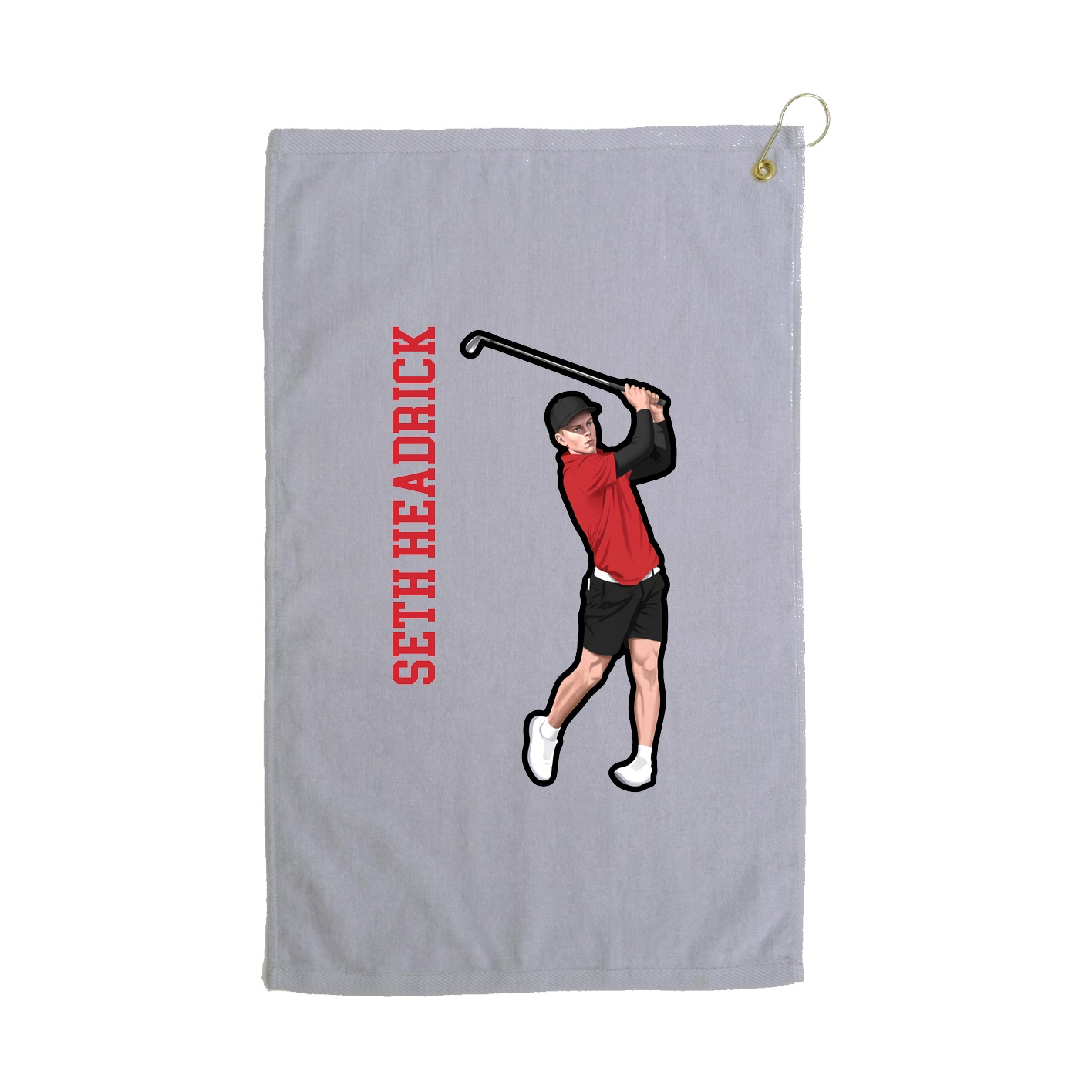 Golf Towel — Name Vertical in Grey