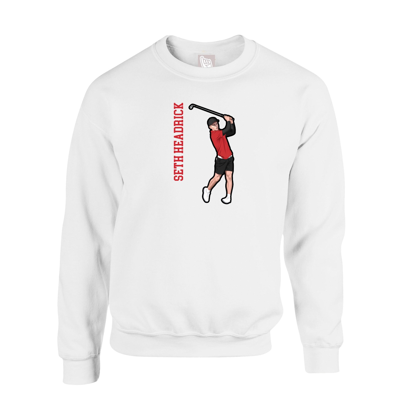 Fleece Crew — Name Vertical in White