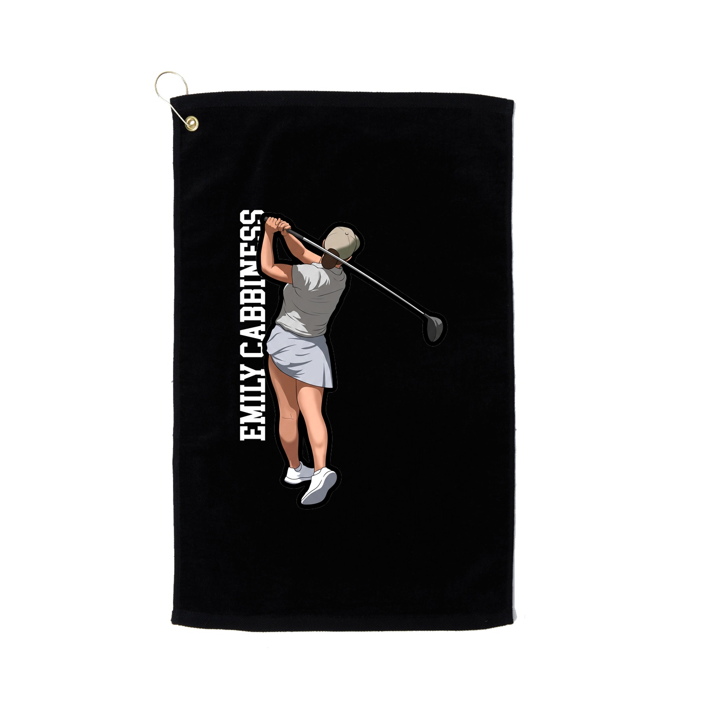 Golf Towel — Name Vertical in Black