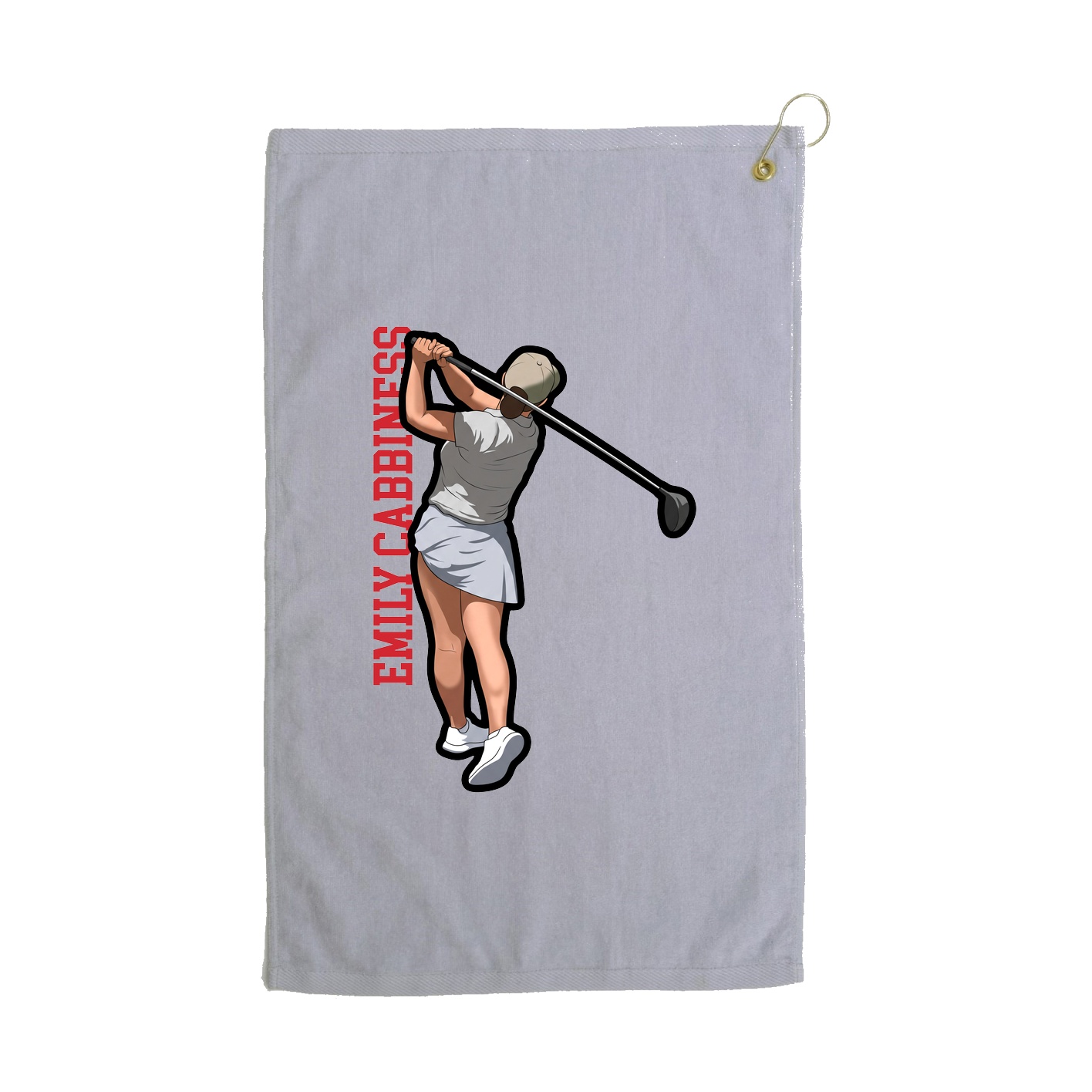 Golf Towel — Name Vertical in Grey