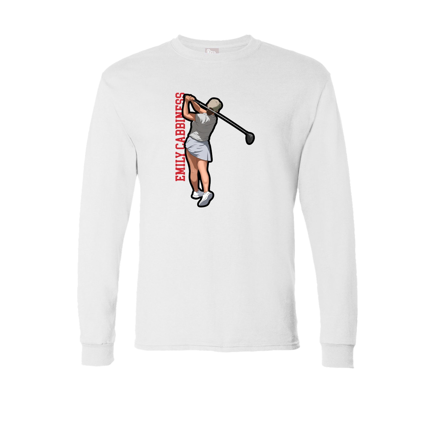 Long Sleeve Tee — Name Vertical in White