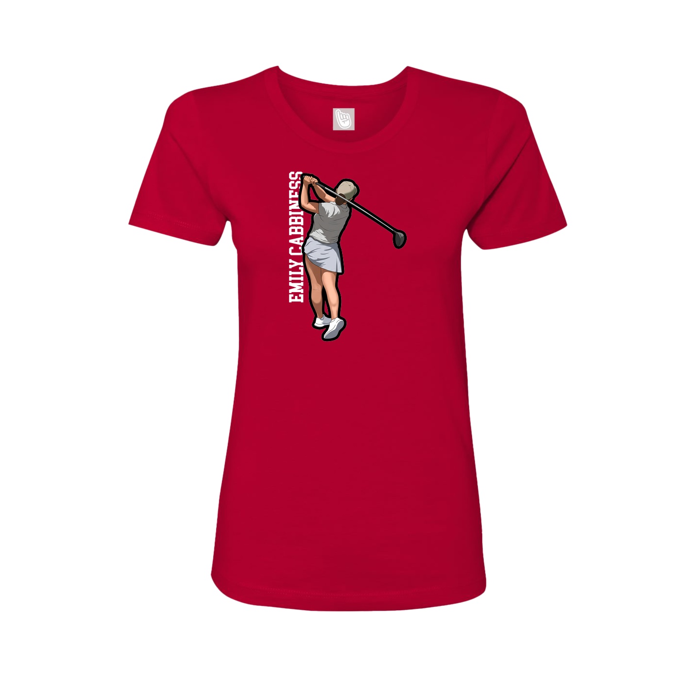 Fitted Women's Tee — Name Vertical in Red
