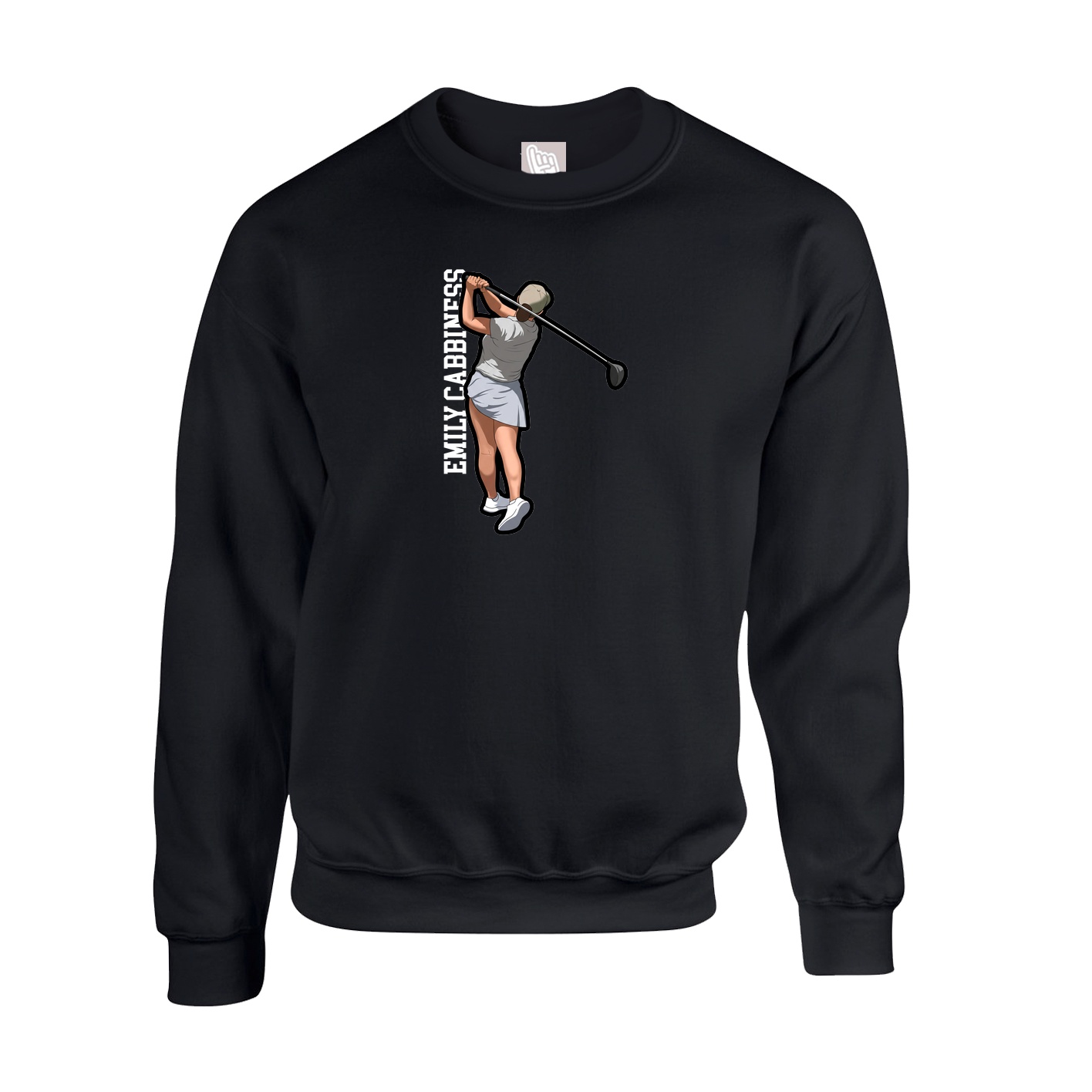 Fleece Crew — Name Vertical in Black