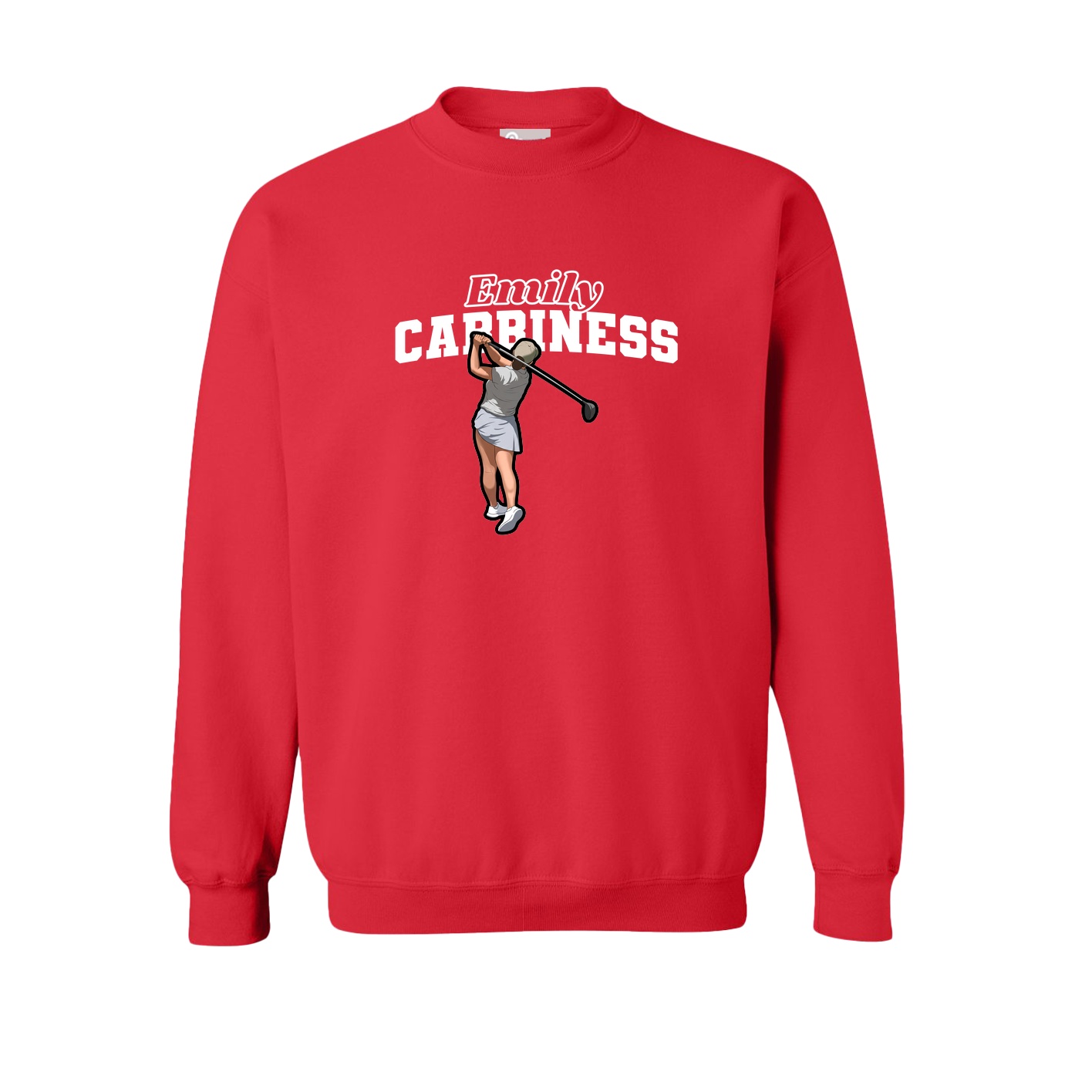 Fleece Crew — Name Arch in Red