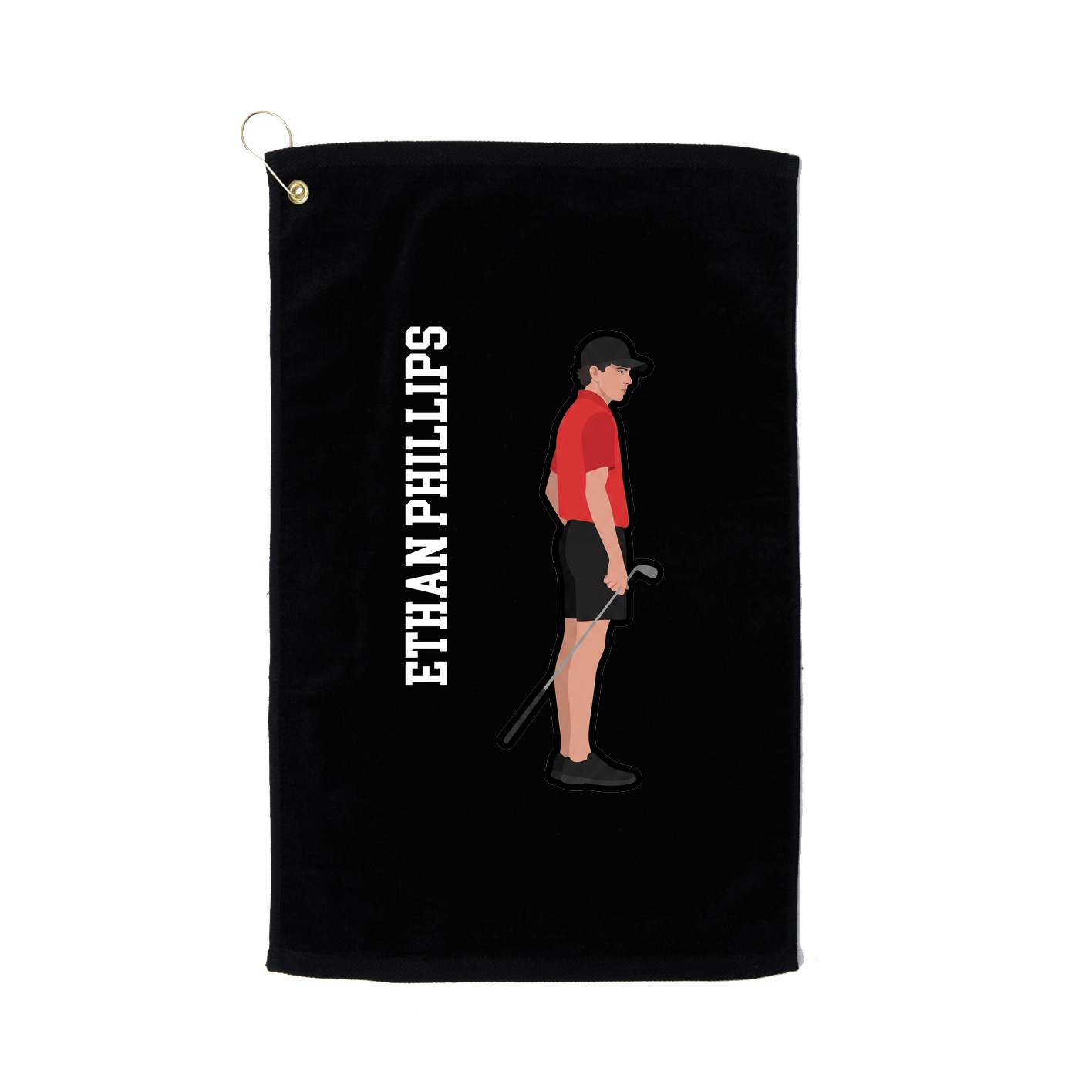 Golf Towel — Name Vertical in Black