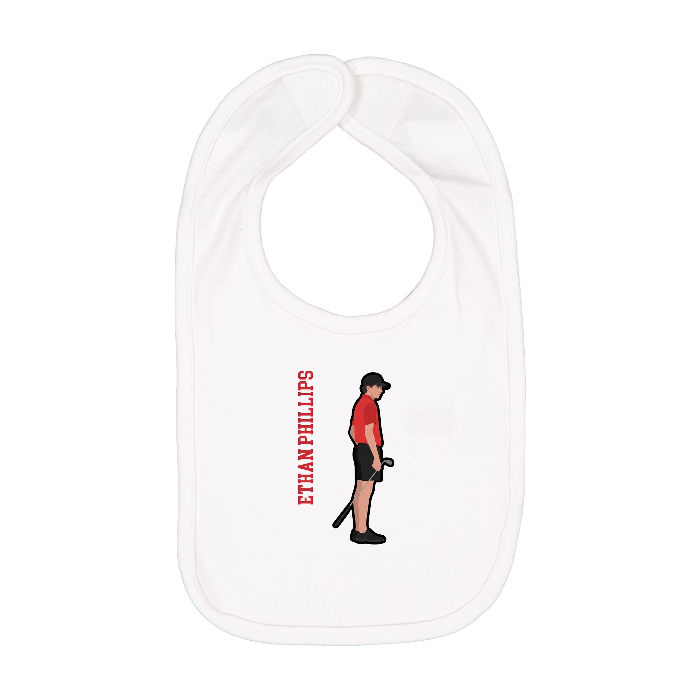 Infant Bib — Name Vertical in White