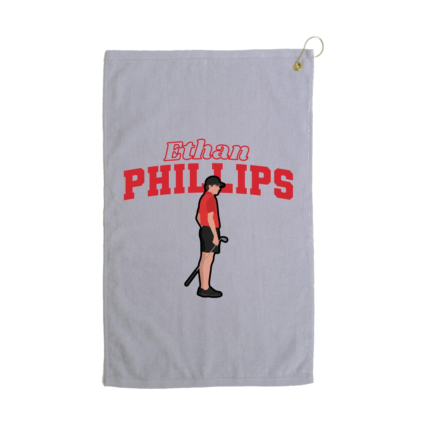Golf Towel — Name Arch in Grey