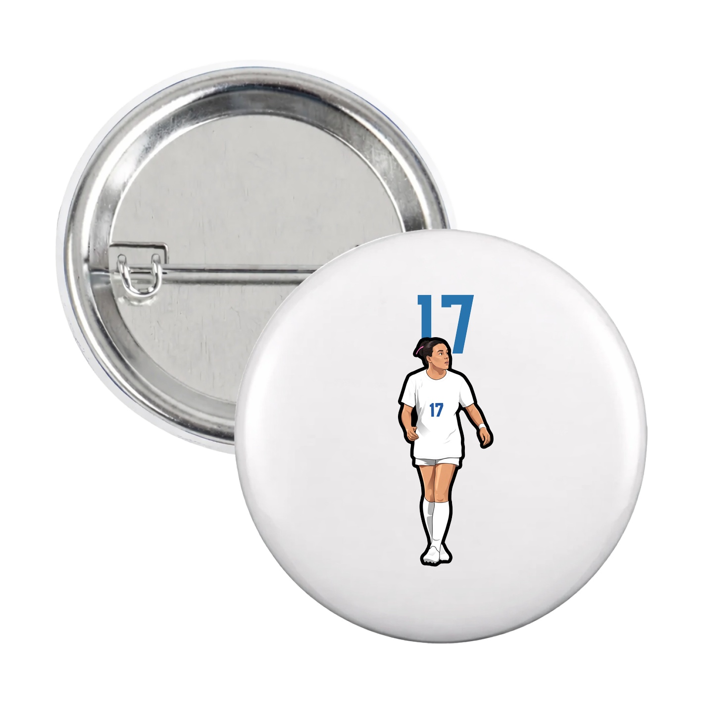 Game Day Button — Number Top in White
