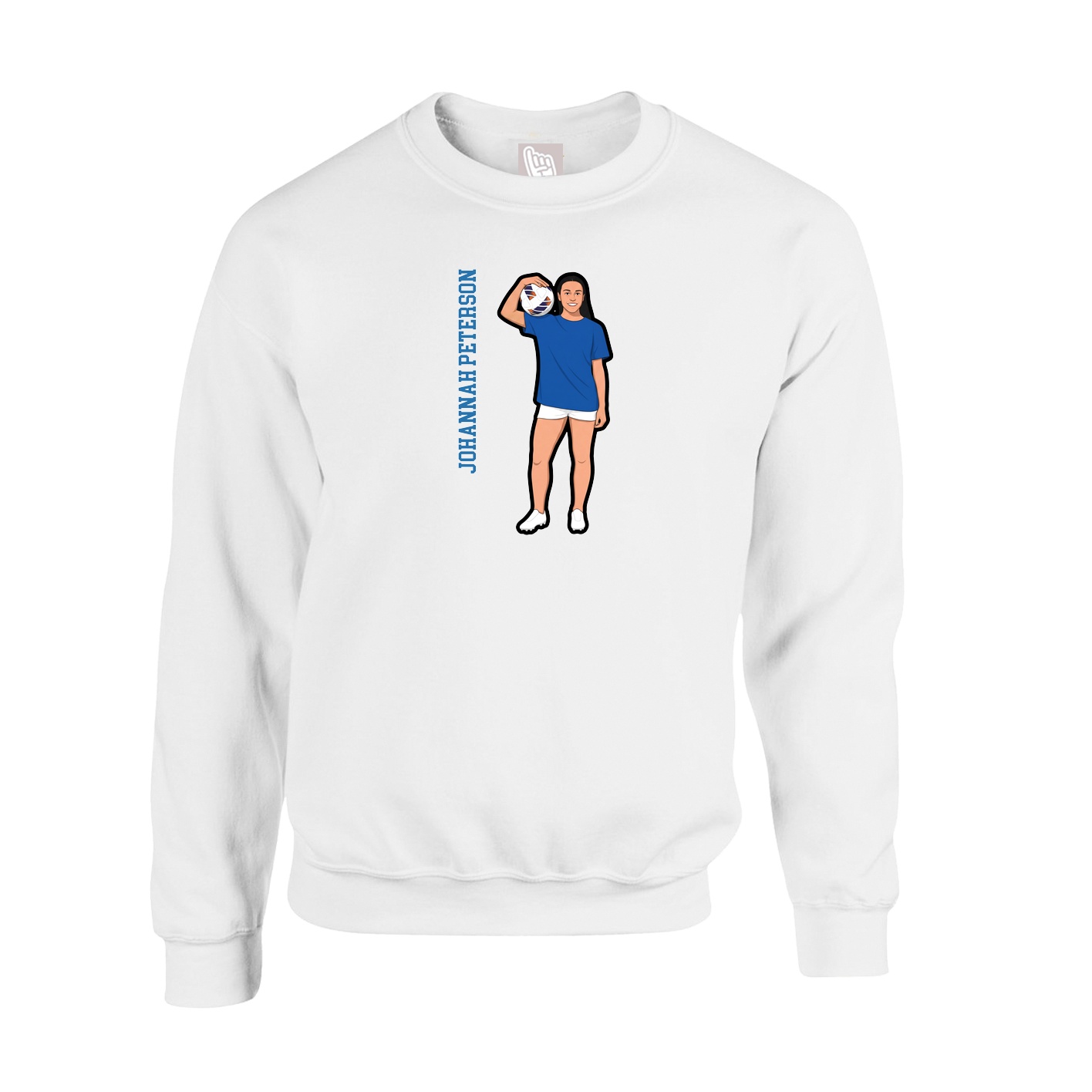 Fleece Crew — Name Vertical in White