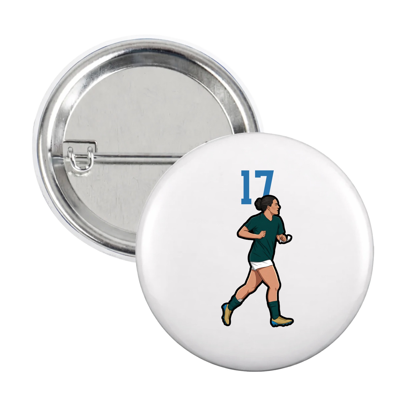 Game Day Button — Number Top in White