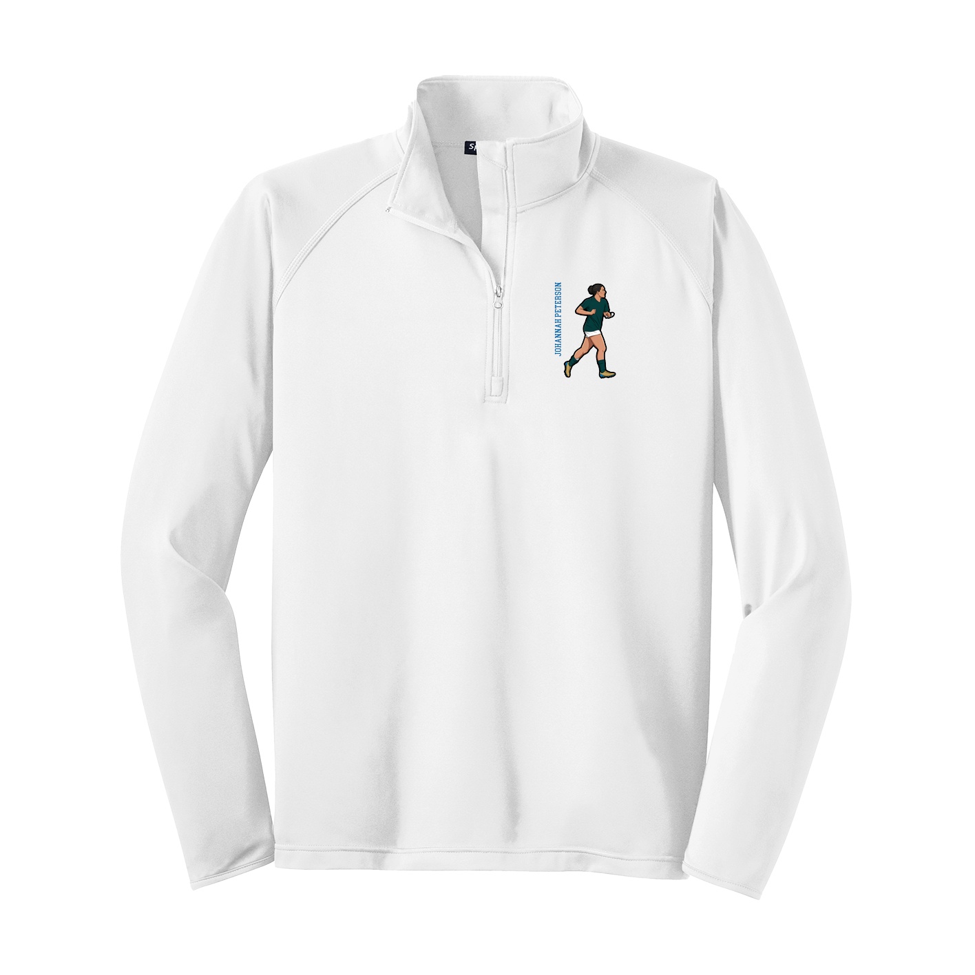 Q-Zip Pullover — Name Vertical in White