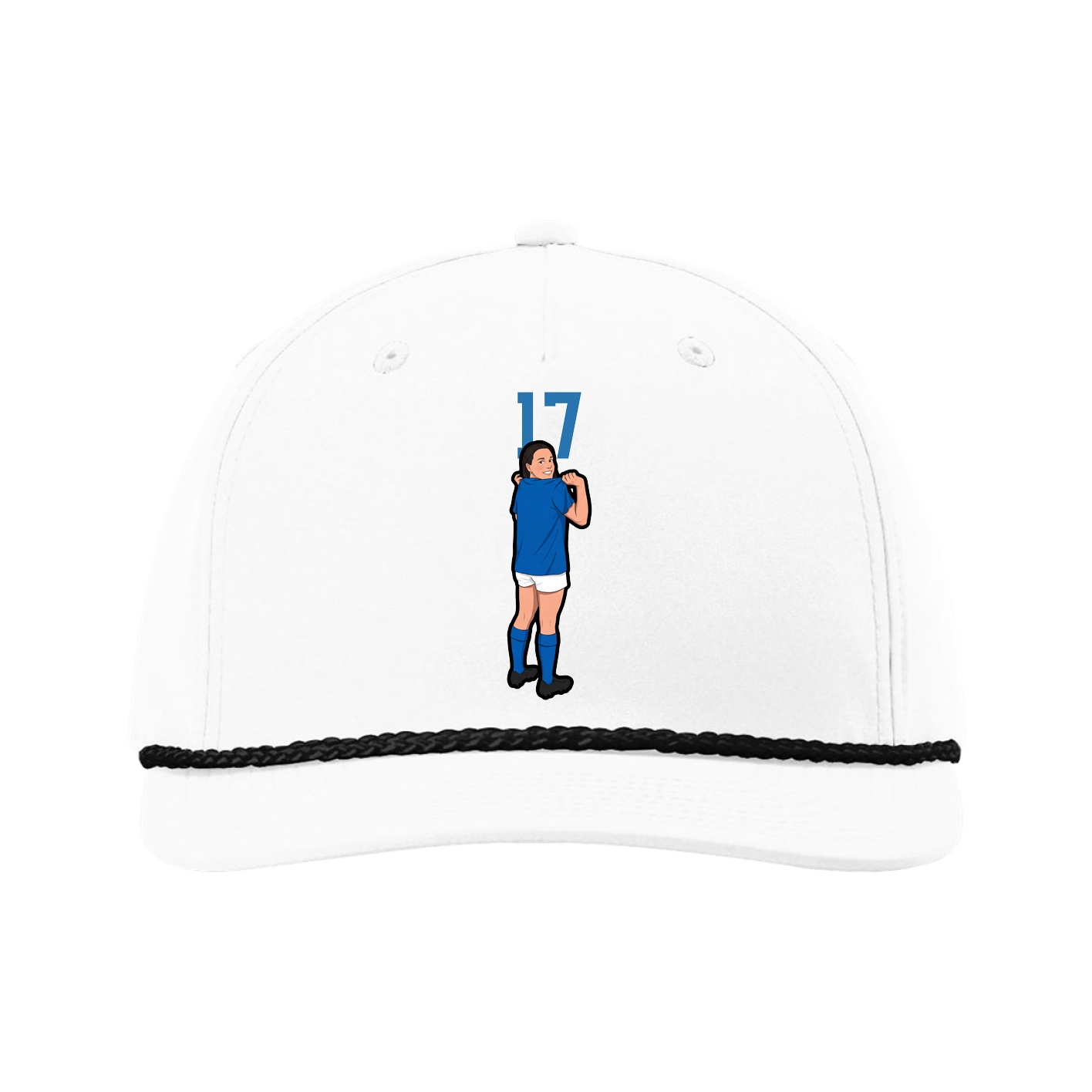 Five-Panel Classic Rope Cap — Number Top in White