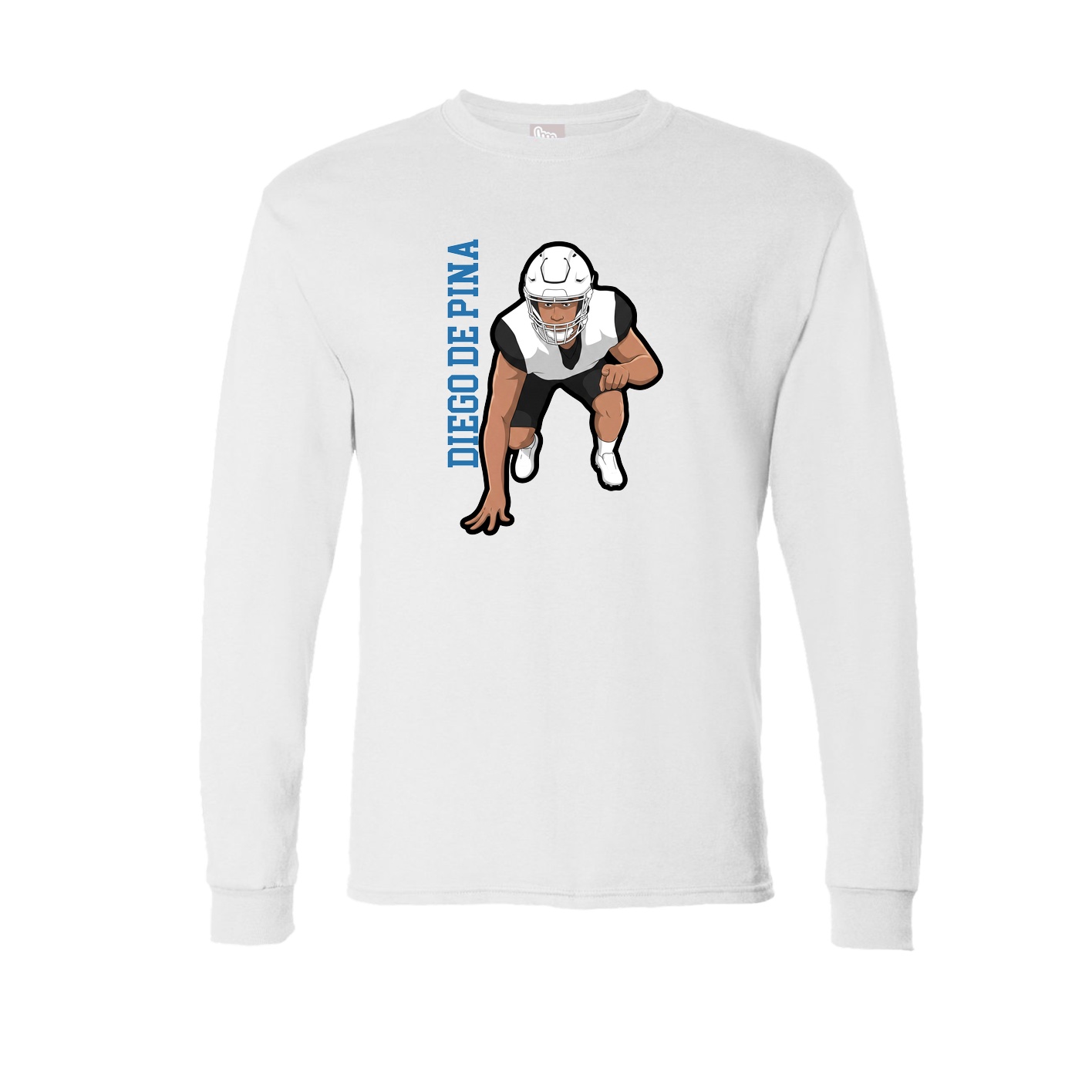 Long Sleeve Tee — Name Vertical in White