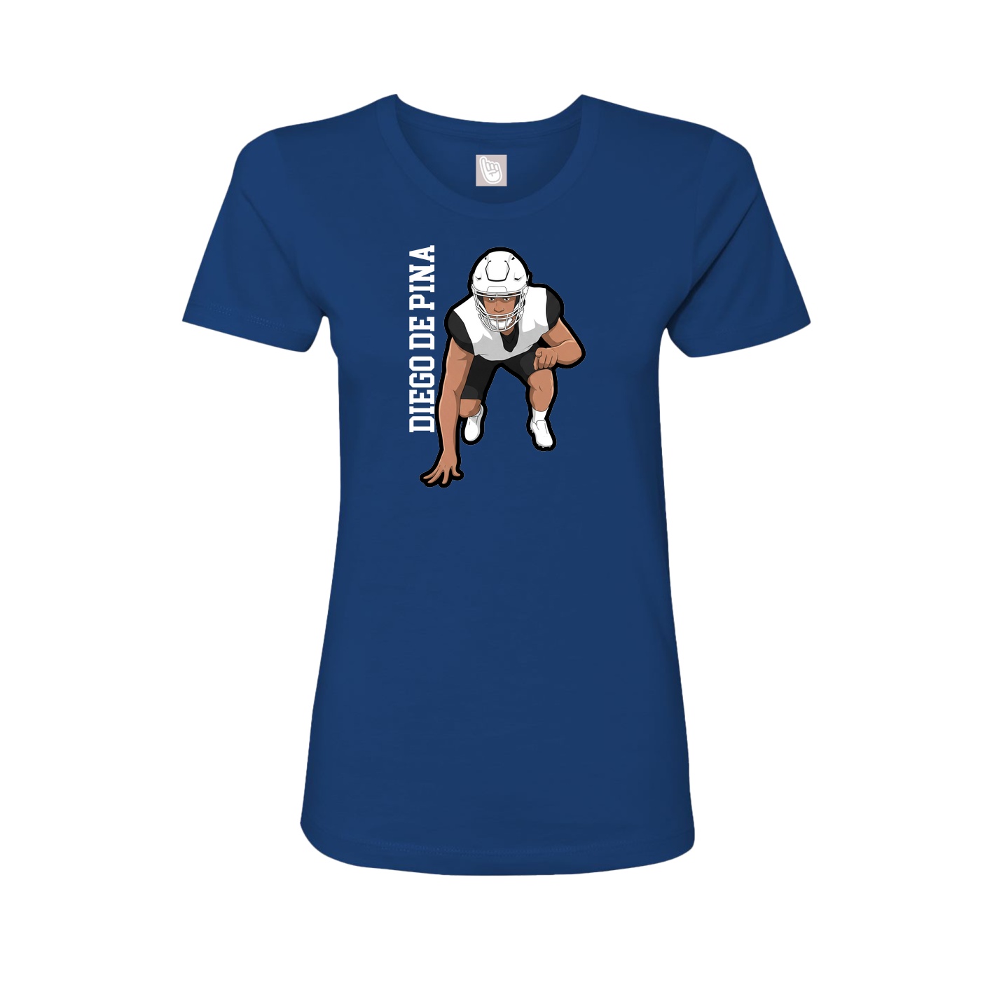 Fitted Women's Tee — Name Vertical in Royal