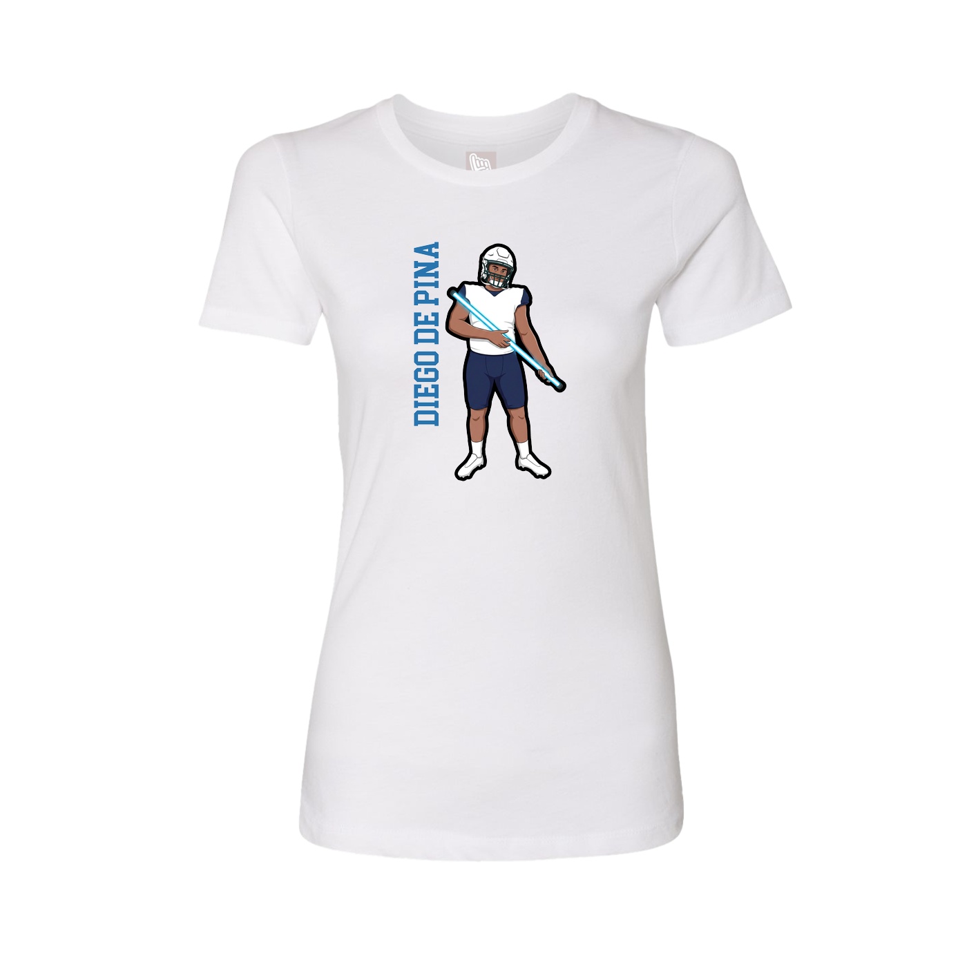 Womens Tee — Name Vertical in White
