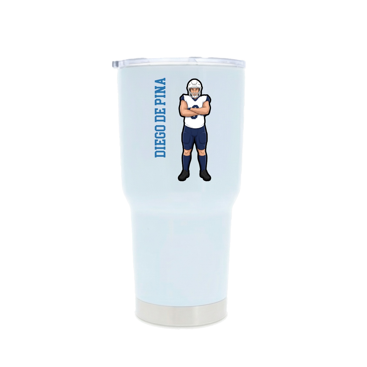 30oz Stainless Steel Tumbler — Name Vertical in White