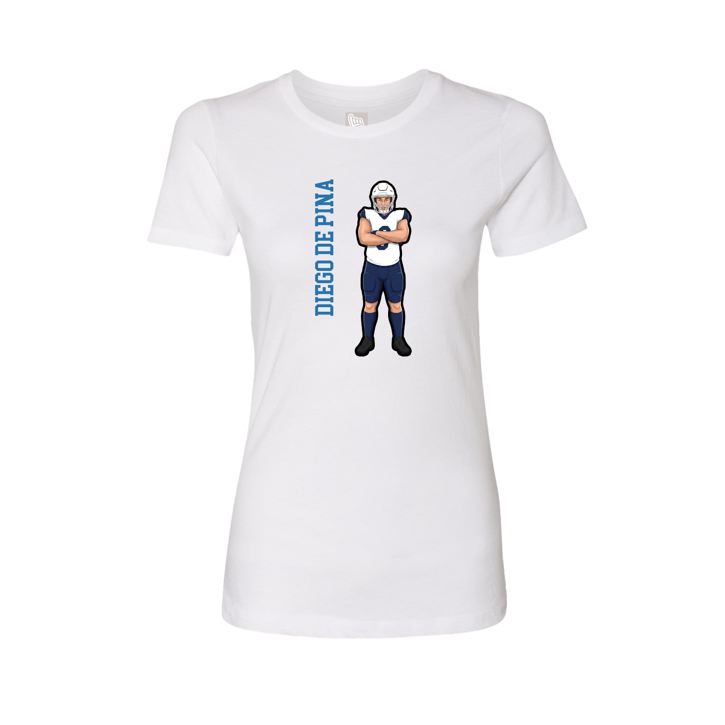 Womens Tee — Name Vertical in White