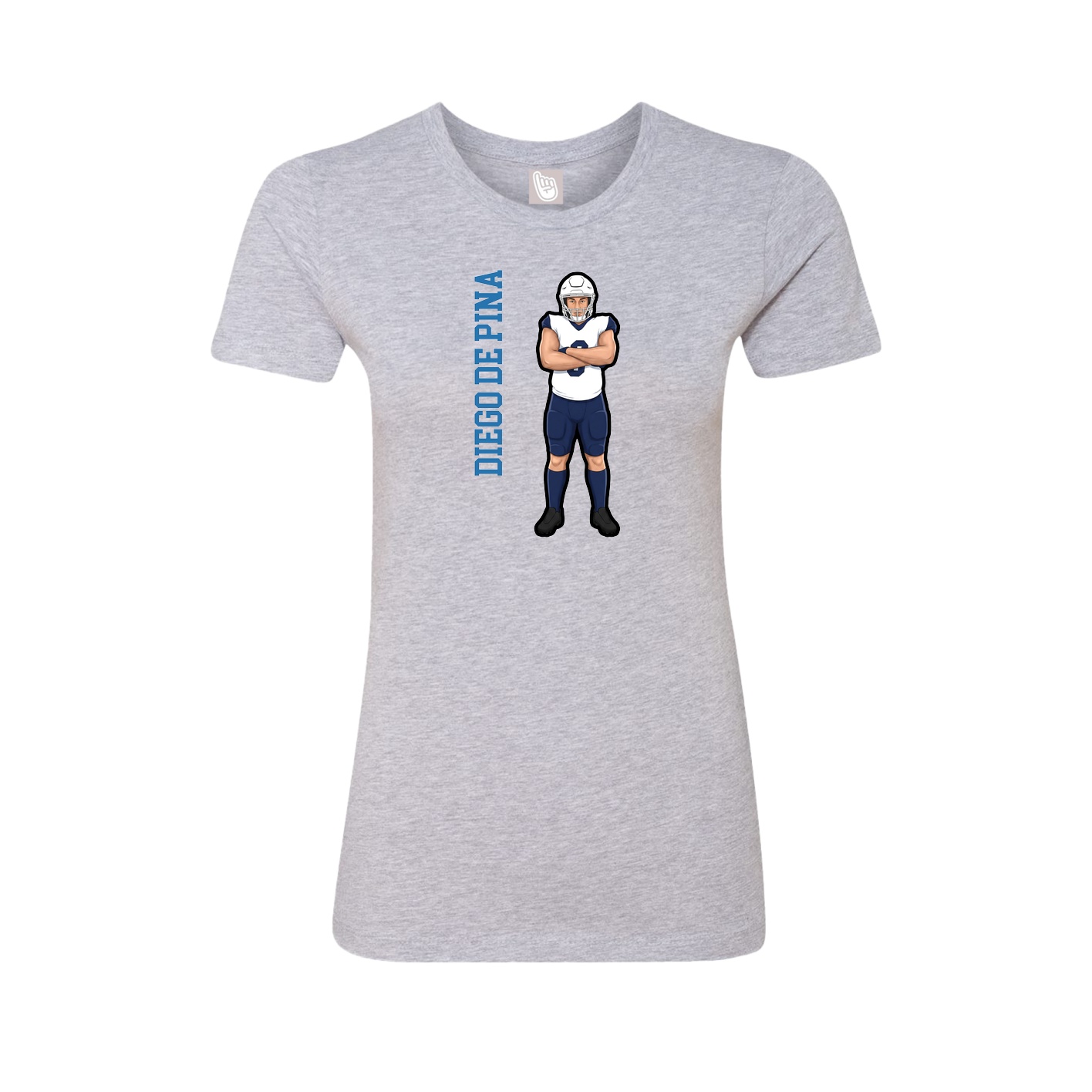 Womens Tee — Name Vertical in Grey