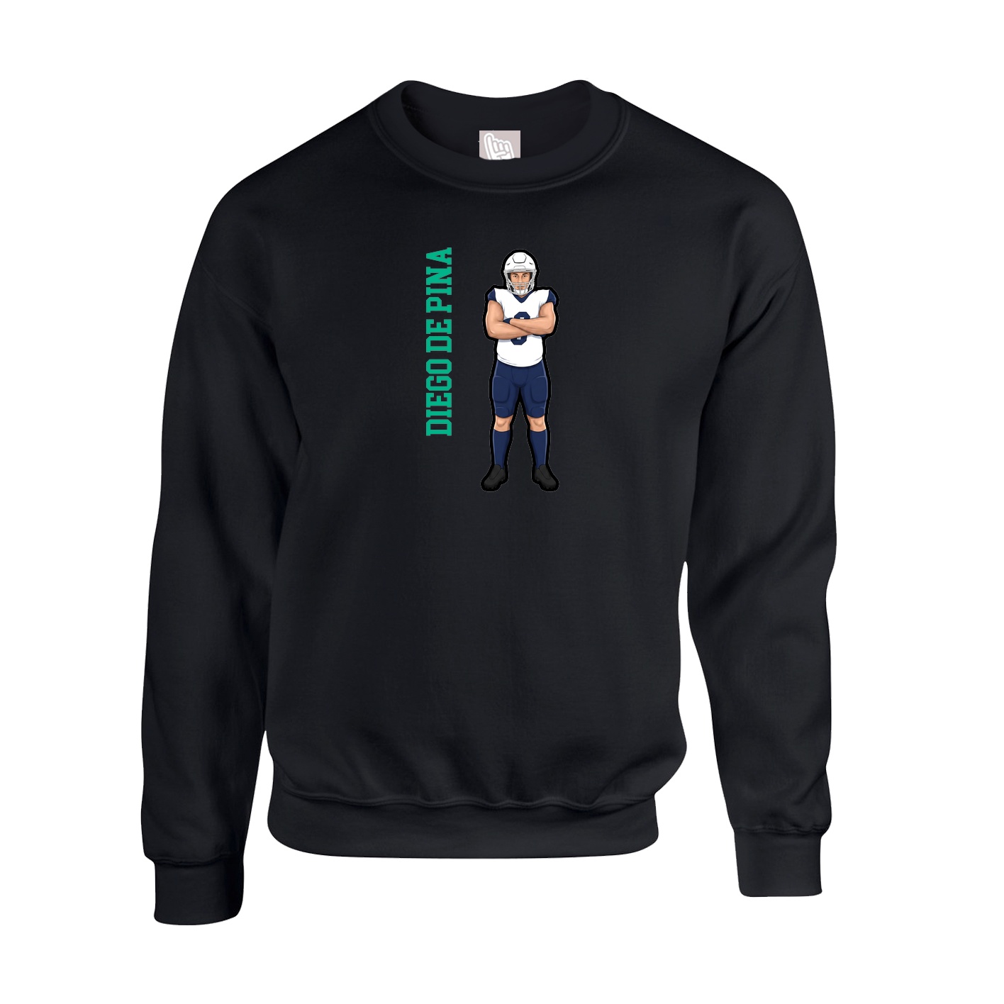 Fleece Crew — Name Vertical in Black