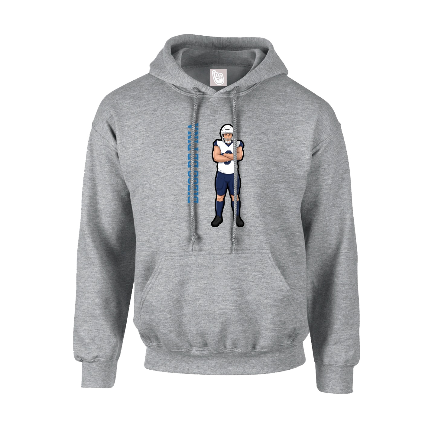 Youth Hoodie — Name Vertical in Grey