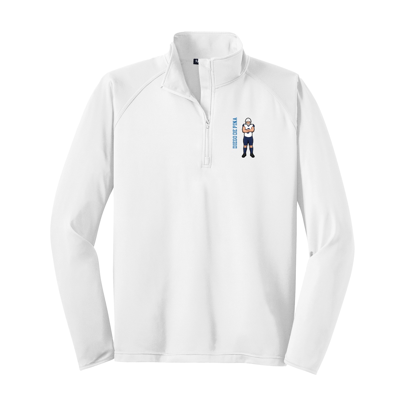 Q-Zip Pullover — Name Vertical in White