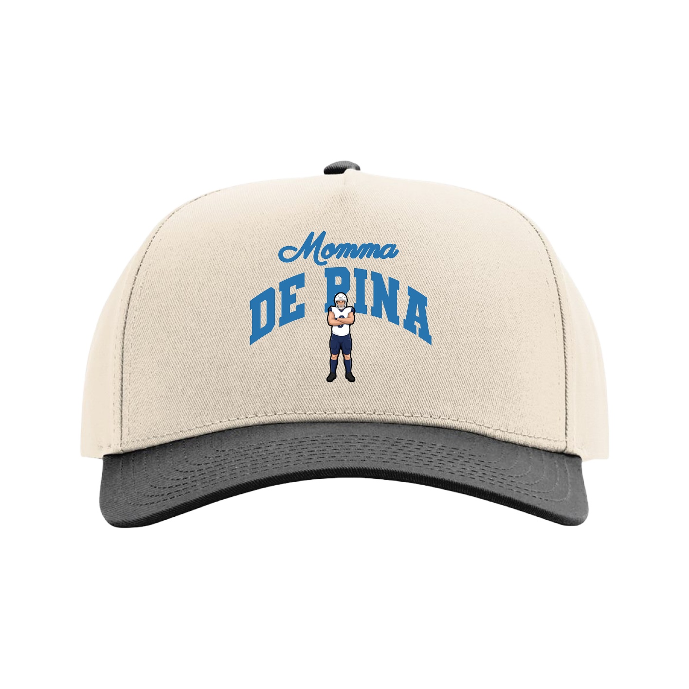 Full Fabric Five-Panel Champ Cap — Mothers Day Arch in Cream/Black