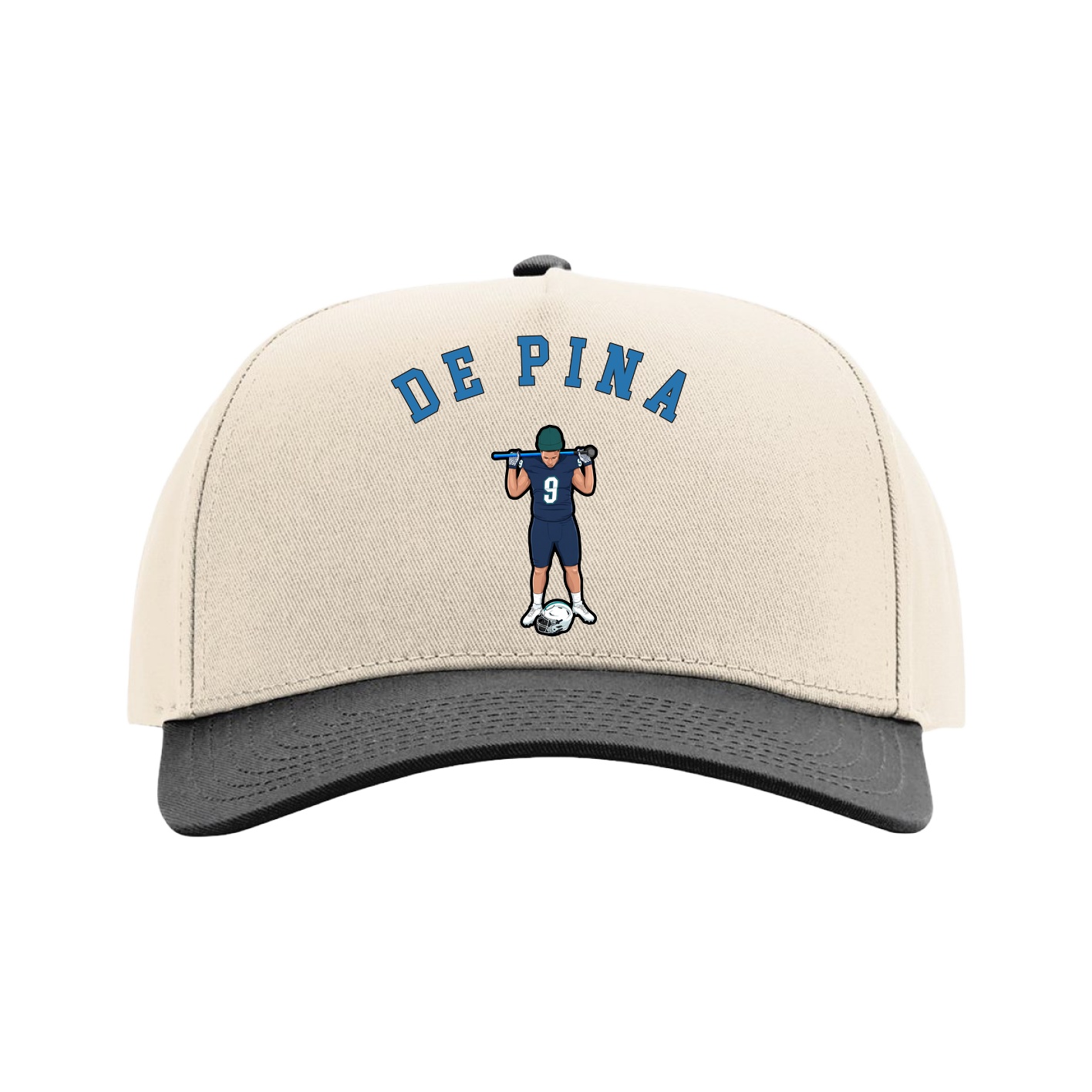 Full Fabric Five-Panel Champ Cap — Shirsey Arch in Cream/Black