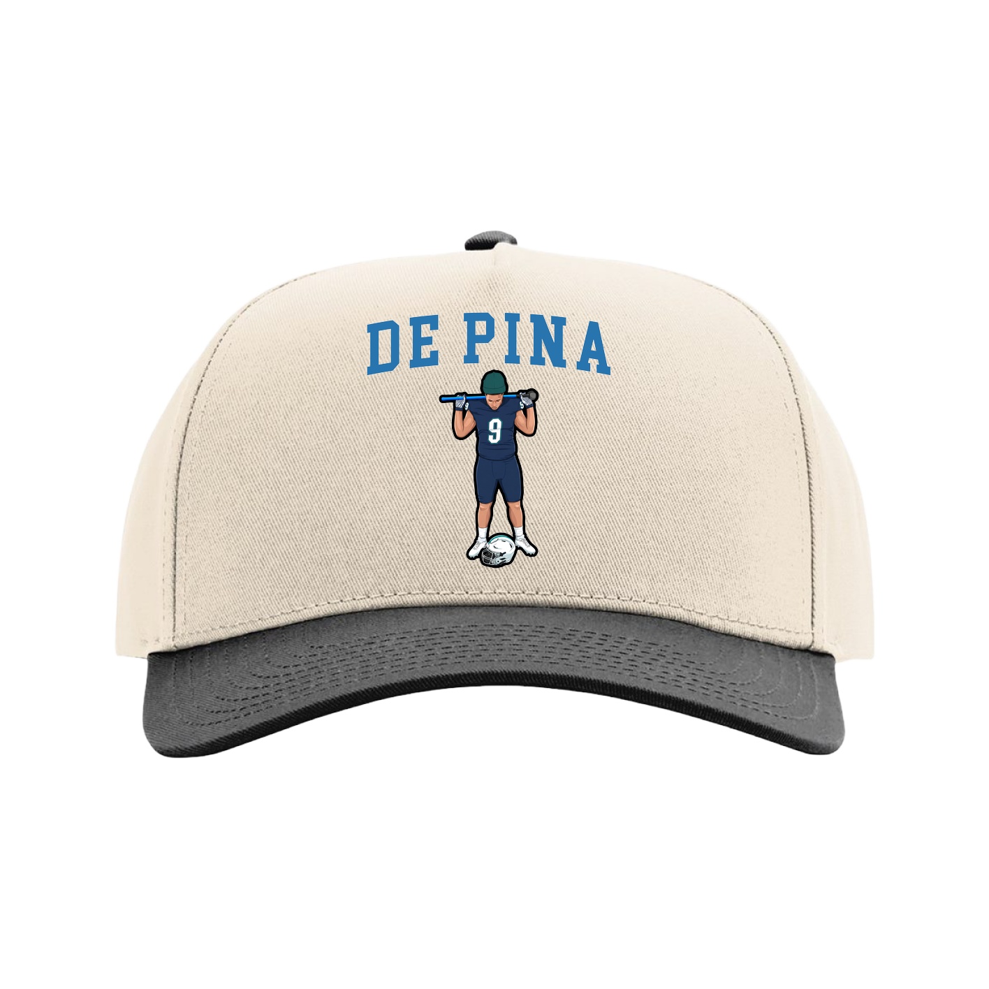 Full Fabric Five-Panel Champ Cap — Shirsey in Cream/Black