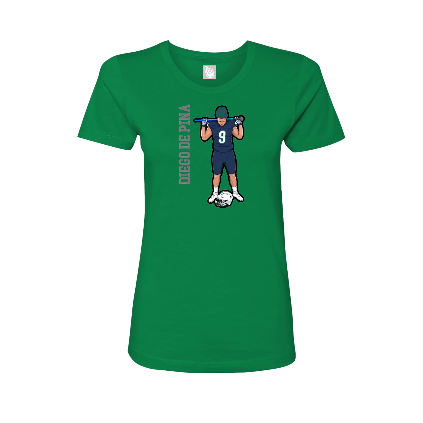 Womens Tee — Name Vertical in Green