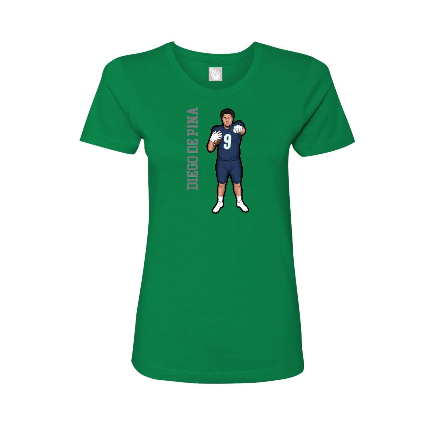 Womens Tee — Name Vertical in Green
