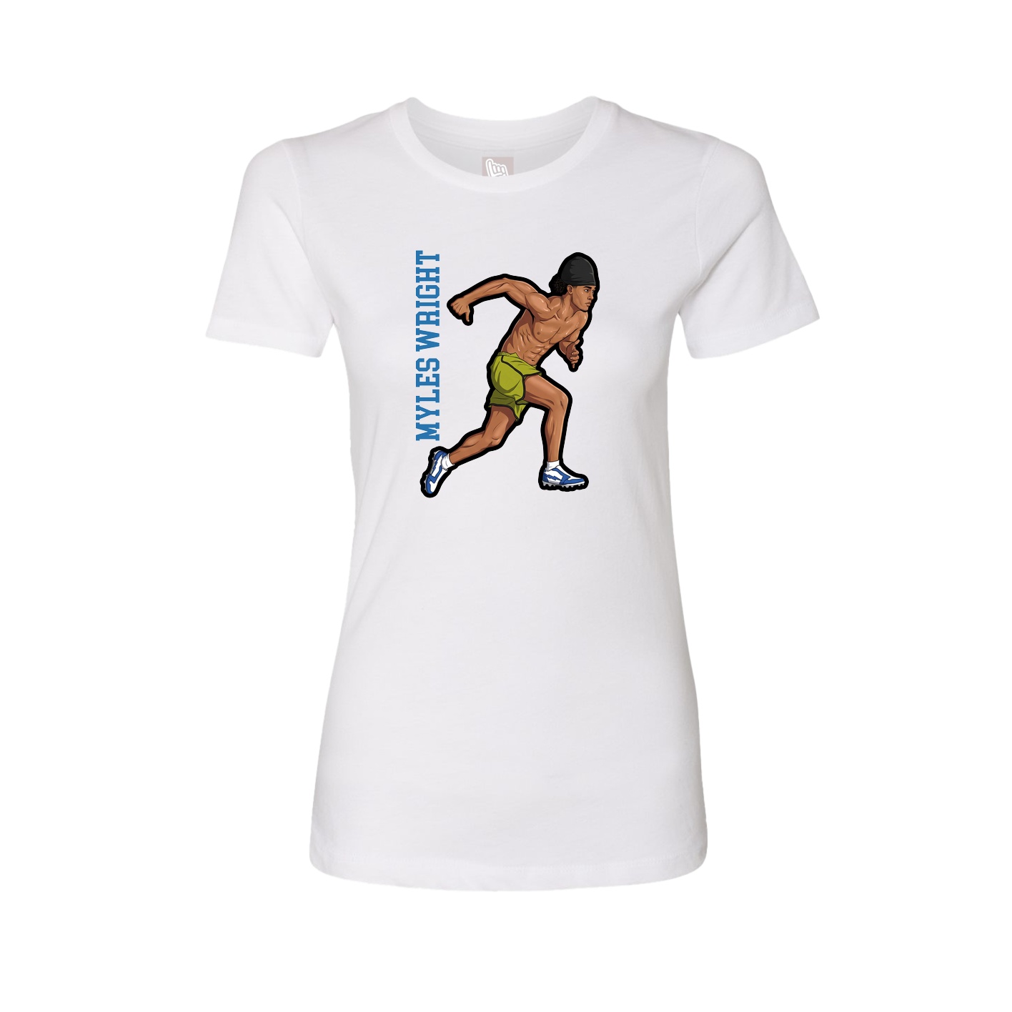 Fitted Women's Tee — Name Vertical in White
